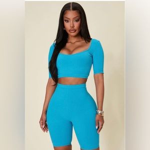 Biker Short Set - Aqua